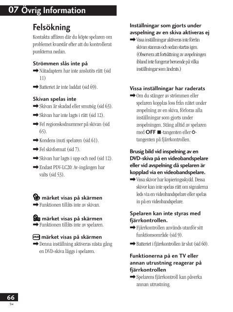 Pioneer PDV-LC20 - User manual - su&eacute;dois