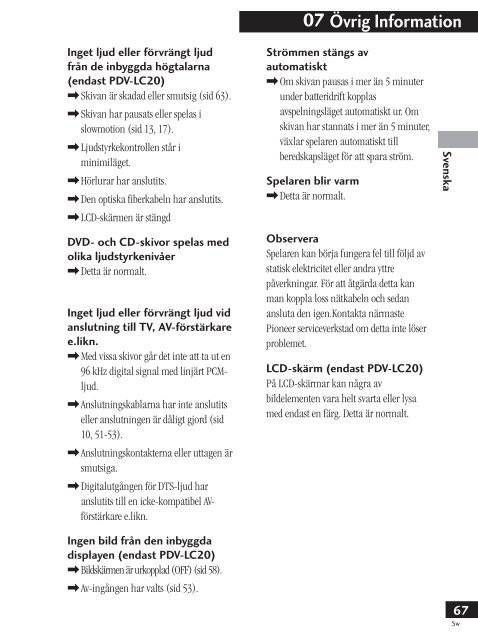 Pioneer PDV-LC20 - User manual - su&eacute;dois