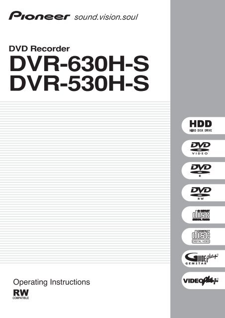 Pioneer Dvr 530h S User Manual Grec