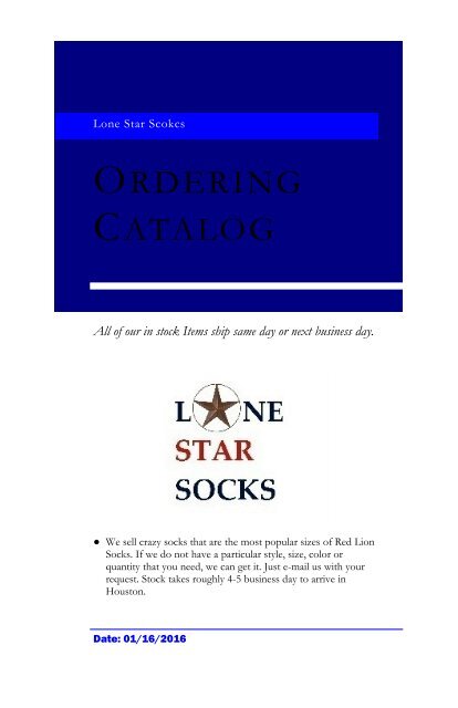 Lone Star Socks Catalog