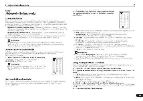 Pioneer DCS-424 - User manual - finnois