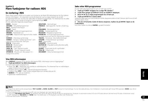 Pioneer DCS-368K - User manual - norv&eacute;gien, su&eacute;dois