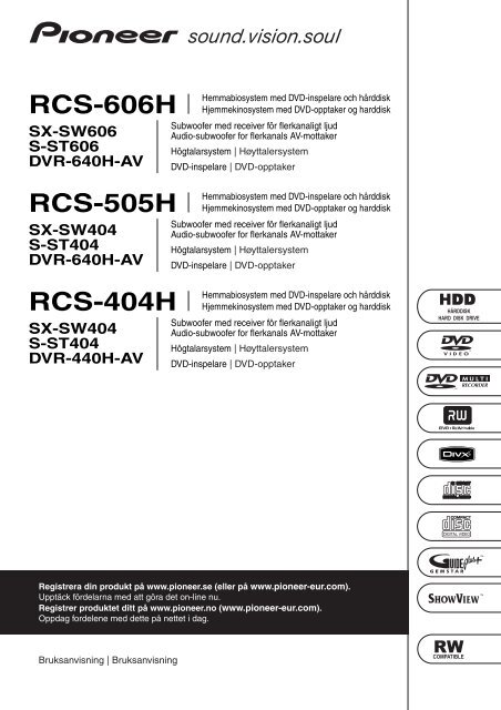 Pioneer RCS-505H - User manual - norv&amp;eacute;gien, su&amp;eacute;dois