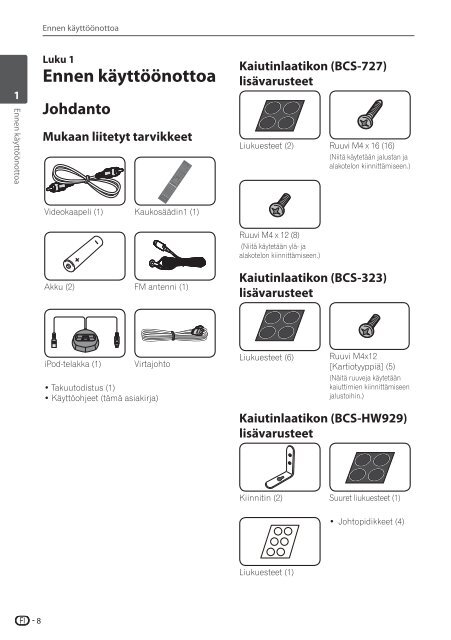 Pioneer BCS-SB626 - User manual - danois, finnois, su&eacute;dois