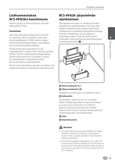 Pioneer BCS-SB626 - User manual - danois, finnois, su&eacute;dois