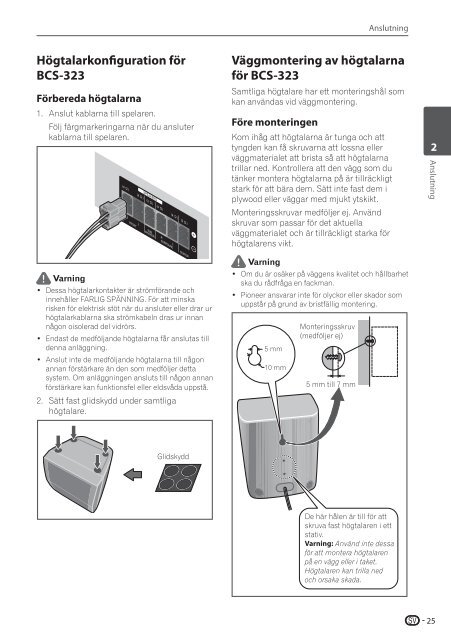 Pioneer BCS-SB626 - User manual - danois, finnois, su&eacute;dois