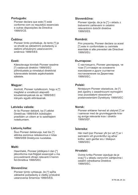 Pioneer BCS-SB626 - User manual - danois, finnois, su&eacute;dois