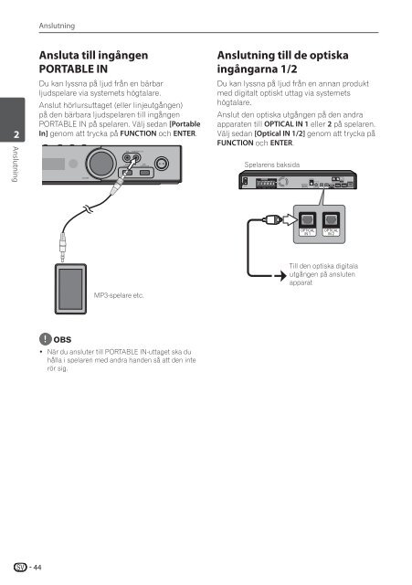 Pioneer BCS-SB626 - User manual - danois, finnois, su&eacute;dois