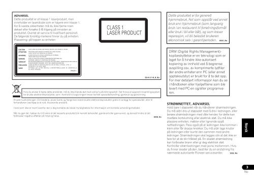 Pioneer DCS-368 - User manual - norv&eacute;gien, su&eacute;dois