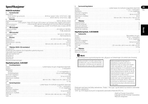 Pioneer DCS-368 - User manual - norv&eacute;gien, su&eacute;dois