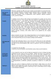 Graduate Accommodation Information Leaflet - Sidney Sussex College