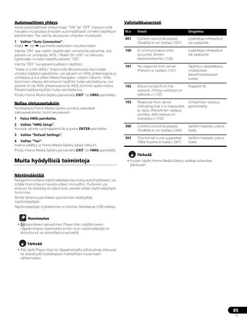 Pioneer PDP-LX6090H - User manual - finnois