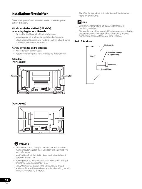 Pioneer PDP-LX6090 - User manual - danois, norv&eacute;gien, su&eacute;dois