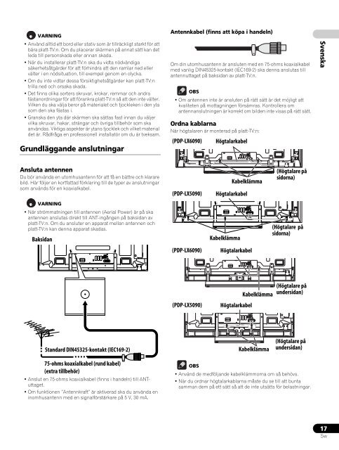 Pioneer PDP-LX6090 - User manual - danois, norv&eacute;gien, su&eacute;dois