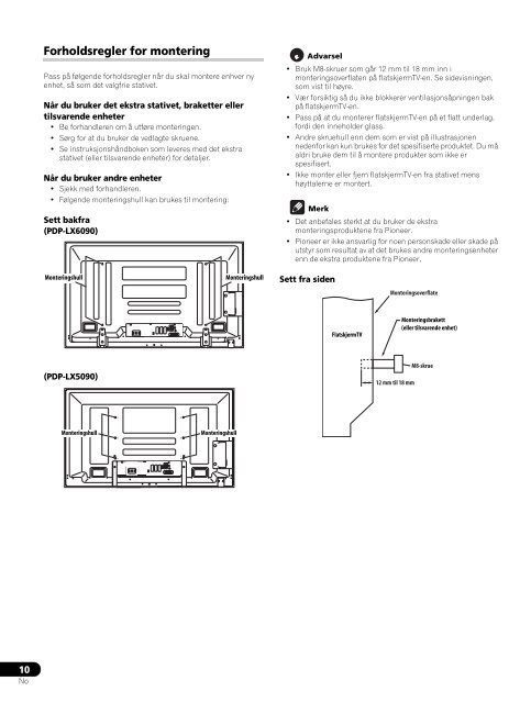 Pioneer PDP-LX6090 - User manual - danois, norv&eacute;gien, su&eacute;dois