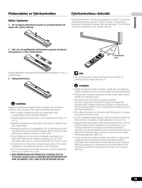 Pioneer PDP-LX6090 - User manual - danois, norv&eacute;gien, su&eacute;dois