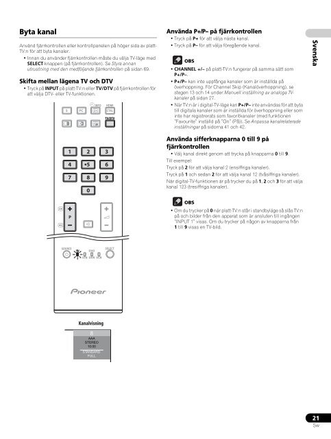 Pioneer PDP-LX6090 - User manual - danois, norv&eacute;gien, su&eacute;dois