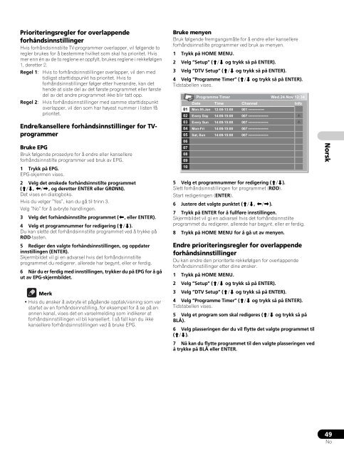 Pioneer PDP-LX6090 - User manual - danois, norv&eacute;gien, su&eacute;dois