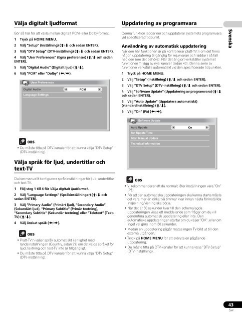 Pioneer PDP-LX6090 - User manual - danois, norv&eacute;gien, su&eacute;dois