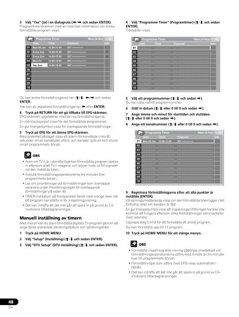 Pioneer PDP-LX6090 - User manual - danois, norv&eacute;gien, su&eacute;dois