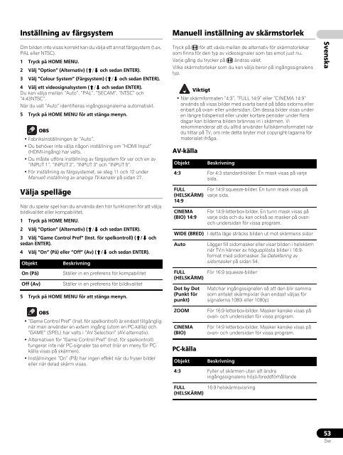 Pioneer PDP-LX6090 - User manual - danois, norv&eacute;gien, su&eacute;dois