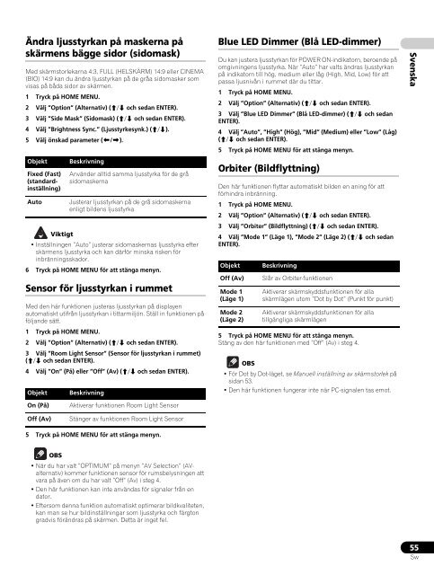 Pioneer PDP-LX6090 - User manual - danois, norv&eacute;gien, su&eacute;dois