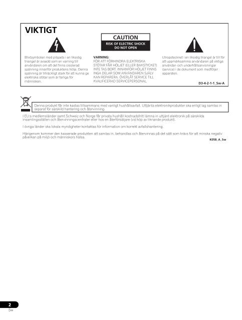 Pioneer PDP-LX5090H - User manual - danois, norv&eacute;gien, su&eacute;dois