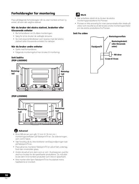 Pioneer PDP-LX5090H - User manual - danois, norv&eacute;gien, su&eacute;dois