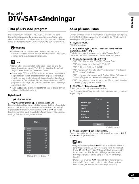 Pioneer PDP-LX5090H - User manual - danois, norv&eacute;gien, su&eacute;dois