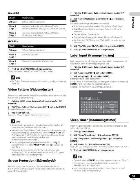 Pioneer PDP-LX5090H - User manual - danois, norv&eacute;gien, su&eacute;dois