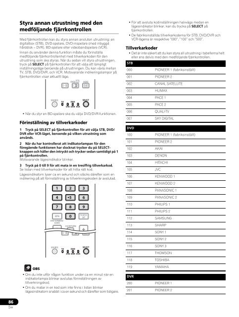 Pioneer PDP-LX5090H - User manual - danois, norv&eacute;gien, su&eacute;dois