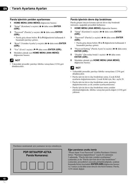 Pioneer PDP-507XA - User manual - turc