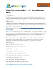 Global Glass Cleaner Industry 2015 Market