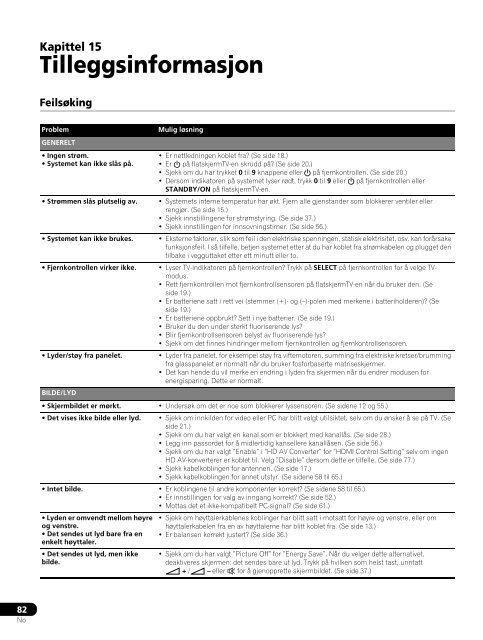 Pioneer PDP-LX5090 - User manual - danois, norv&eacute;gien, su&eacute;dois