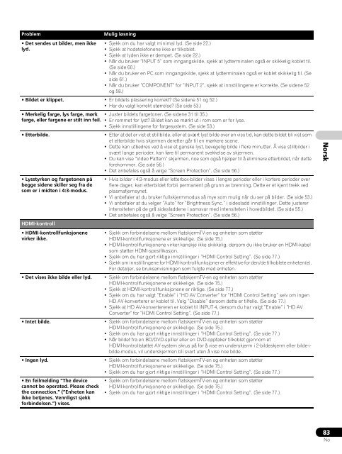 Pioneer PDP-LX5090 - User manual - danois, norv&eacute;gien, su&eacute;dois