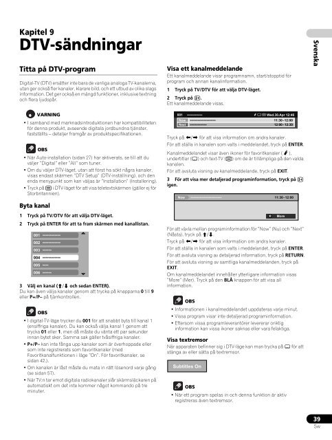 Pioneer PDP-LX5090 - User manual - danois, norv&eacute;gien, su&eacute;dois