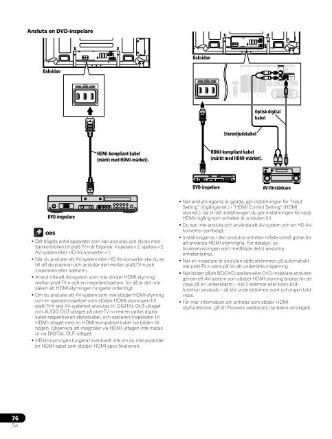 Pioneer PDP-LX5090 - User manual - danois, norv&eacute;gien, su&eacute;dois