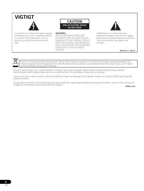 Pioneer PDP-LX5090 - User manual - danois, norv&eacute;gien, su&eacute;dois