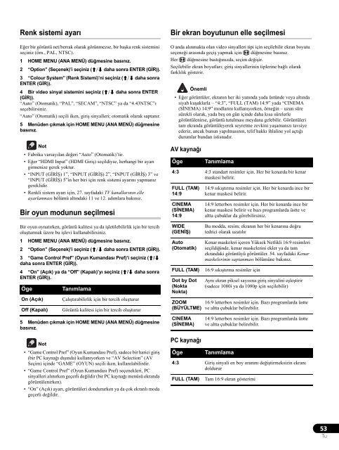 Pioneer PDP-LX5090 - User manual - turc