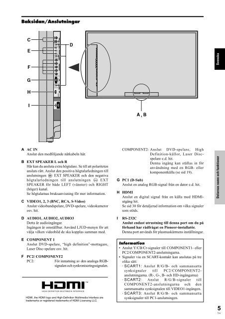 Pioneer PDP-615EX - User manual - su&eacute;dois