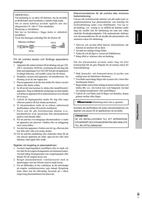 Pioneer PDP-615EX - User manual - su&eacute;dois