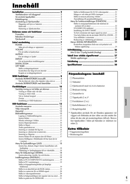 Pioneer PDP-615EX - User manual - su&eacute;dois