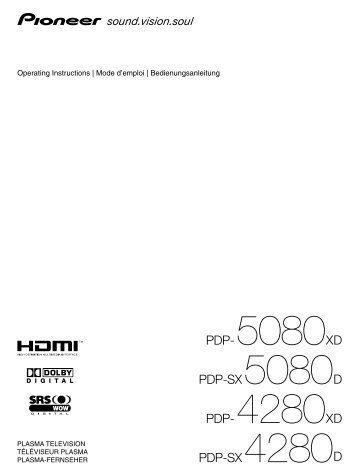 Pioneer pdp 5070pu user manual