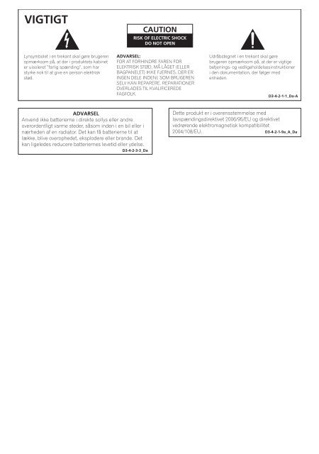 Pioneer KRL-37V - User manual - danois, finnois, norv&eacute;gien, su&eacute;dois