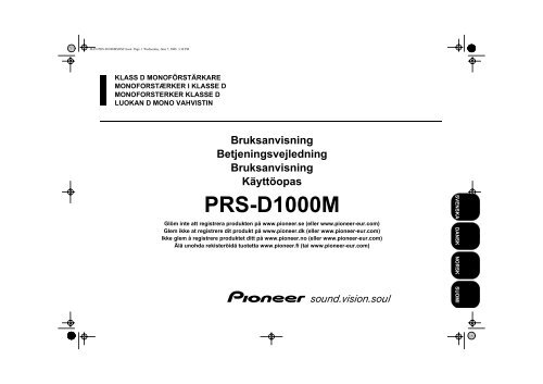 Pioneer PRS-D1000M - User manual - danois, finnois, norv&eacute;gien, su&eacute;dois