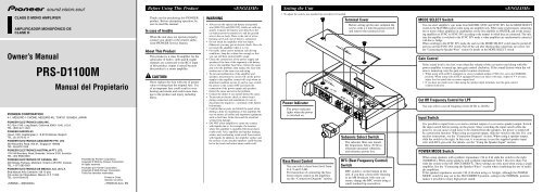 Pioneer PRS-D1100M - Installation manual - anglais, espagnol