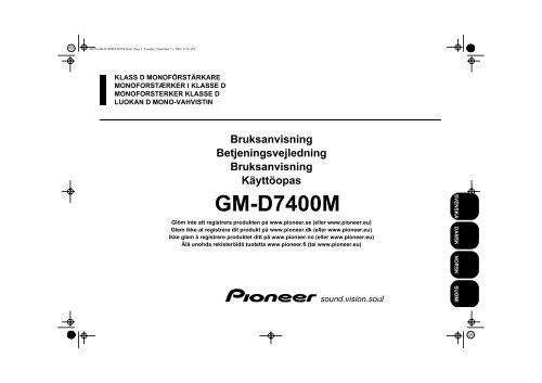 Pioneer GM-D7400M - User manual - danois, finnois, norv&eacute;gien, su&eacute;dois