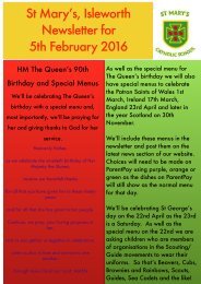 St Mary’s Isleworth Newsletter for 5th February 2016