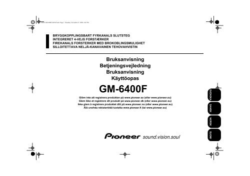 Pioneer GM-6400F - User manual - danois, finnois, norv&eacute;gien, su&eacute;dois