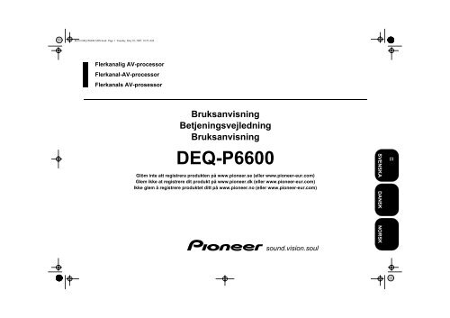 Pioneer DEQ-P6600 - User manual - danois, norv&eacute;gien, su&eacute;dois